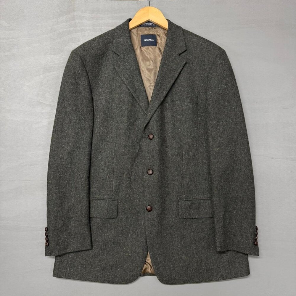 Vintage Nautica 100% Wool‎ Green Men’s Silk Lined Blazer 42 L